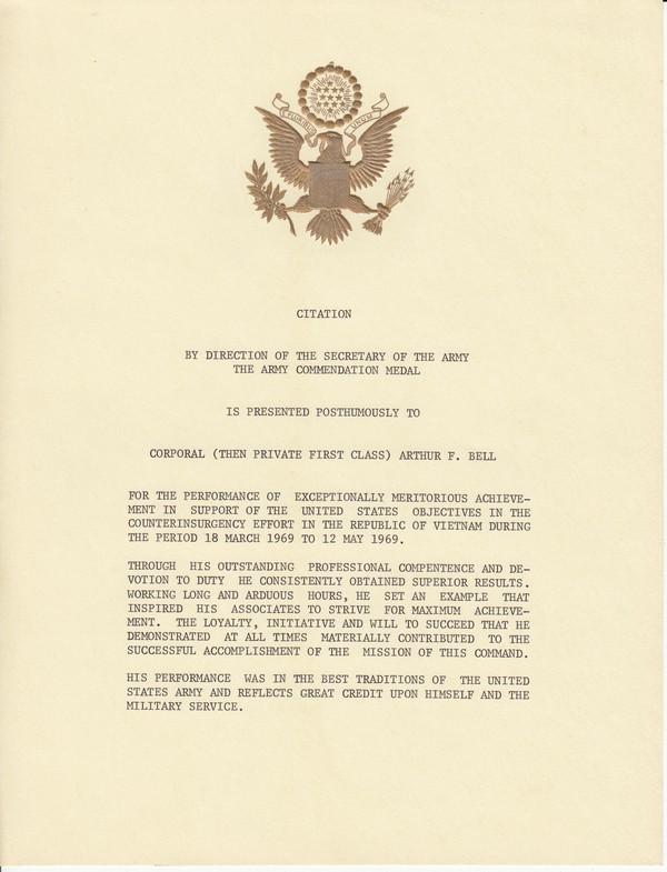 Citation Army Commendation Medal