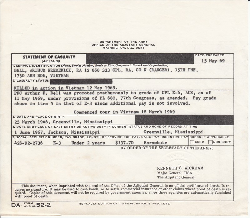 Statement of Casualty